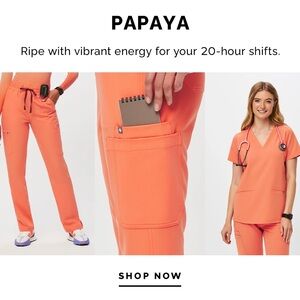 FIGS Scrubs in a papaya